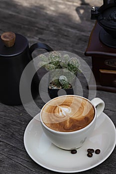 Fresh coffee in a ceramic mug