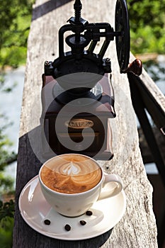 Fresh coffee in a ceramic mug