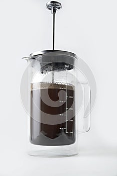 Fresh coffee in a French press coffee maker