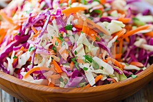 Fresh Coleslaw Salad with green and red cabbage