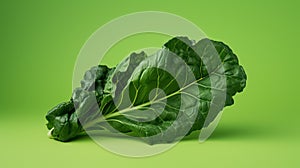 Fresh Collard Greens on a Green Background AI Generated