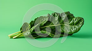 Fresh Collard Greens on Green Background AI Generated