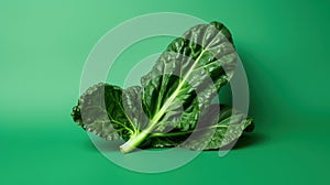 Fresh Collard Greens on a Green Background AI Generated