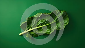 Fresh Collard Greens on a Green Background AI Generated