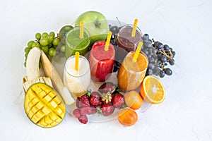 Fresh Color Juices Smoothie Green Yellow Red Orange Violet White Tropical Fruits