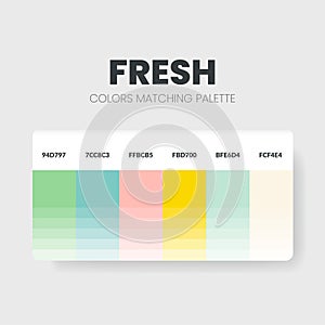 Fresh color matching palettes or color schemes are trends combinations and palette guides this year; table color shades in RGB or