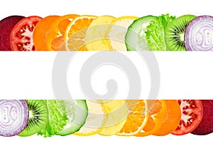 Fresh color slices of fruit and vegetable