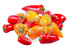 Fresh Colorful Mini bell peppers isolated on white background
