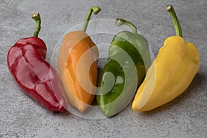 Fresh colorful variety of sweet pointed peppers