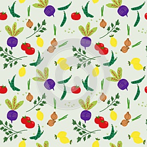 Fresh colorful vegetable seamless pattern