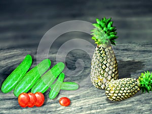 Fresh colorful vegetables and fruits