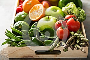 Fresh colorful vegetables and fruits