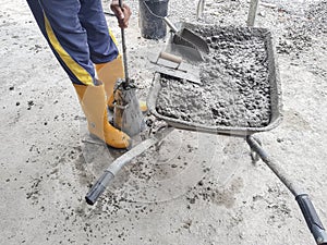 Preparation of slump test for fresh concrete photo