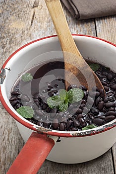 Fresh cooked black beans