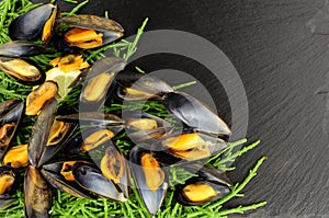 Fresh Cooked Mussels And Samphire