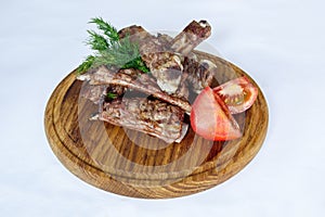 Fresh cooked ribs with vegetables