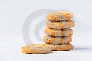 Fresh cookies bread on white background.