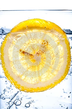 Fresh cool water with ice and lemon