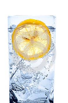 Fresh cool water with ice and lemon