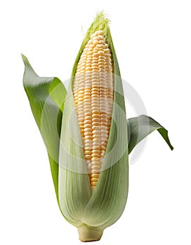 Fresh corn cob isolated on white background