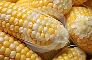 Fresh corn on cobs closeup