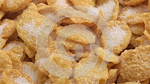 Fresh corn flakes with sugar and milk