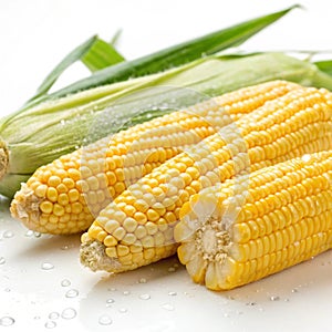 Fresh Corn on White Background
