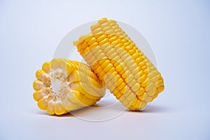 Fresh corn or maize isolated in white background