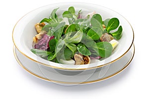 Fresh corn salad with bread and soup