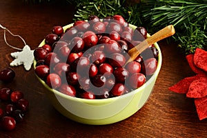 fresh cranberries in a bowl