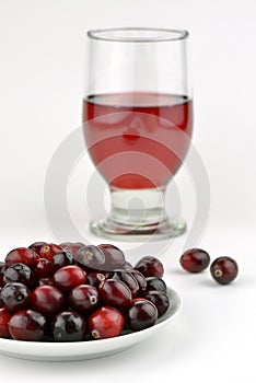 Fresh cranberries and juice