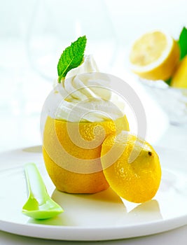 Fresh creamy icecream and lemon