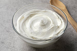 Fresh creme fraiche in a bowl