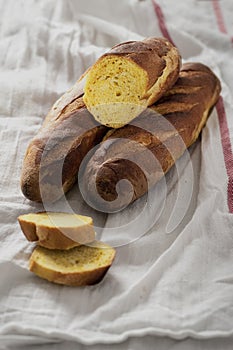 Fresh crispy Bread with curry