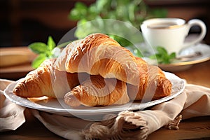 Fresco crujiente fragante excelente tradicional francés desayuno pasteles 