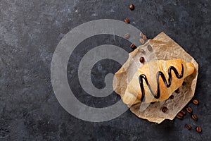 Fresh croissant with chocolate