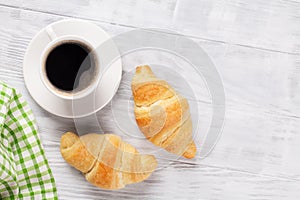 Fresh croissants and coffee