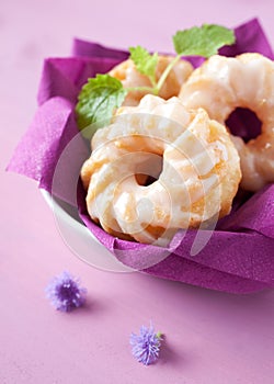 Fresh cruller donuts