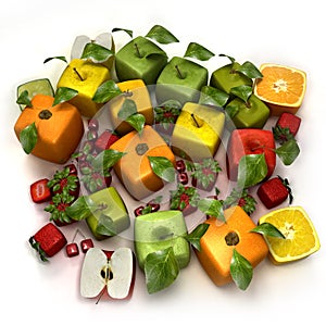 Fresh cubic fruits photo