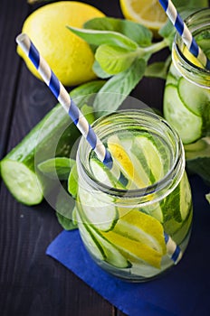 Fresh cucumber drink with lemon