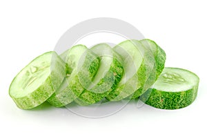 Fresh cucumber slice on white background