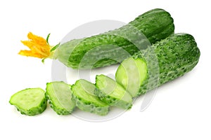 fresh cucumber slices isolated on white background