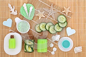 Fresh Cucumber and Spa Products for Beauty Treatment