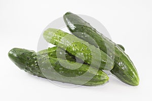 Fresh cucumbers isolated on white