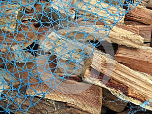 Fresh Cut Firewood with Netting