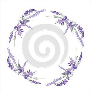 Fresh cut fragrant lavender plant flowers bunch and single 2 realistic icons set isolated vector illustration