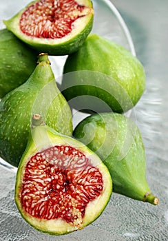 Fresh cut green figs