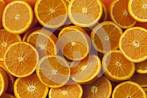 Fresh cut half oranges
