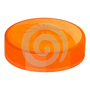 Fresh cut slice carrot icon, cartoon style