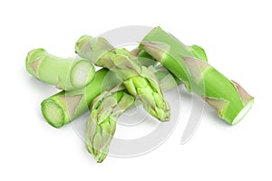 Fresh cut sprouts of asparagus isolated on white background
